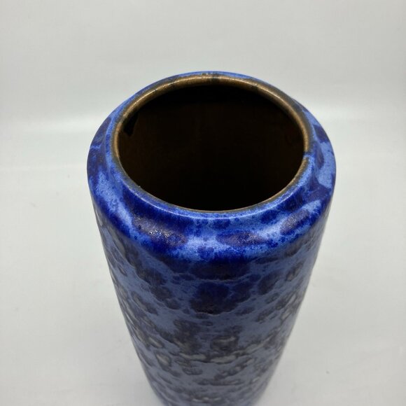 Vintage SCHEURICH KERAMIK Blue Mottled Vase 532-28 West German Pottery MCM - Picture 6 of 10